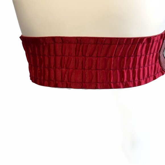 Womens Vintage Wide Belt Elastic Stretch Red 1990s 1980's Boho 3" Wide - Picture 5 of 9